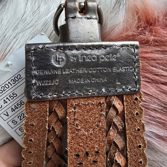 Anthropologie New Linea Pelle Leather Metallic Woven Statement Belt Size Large - Picture 8 of 9